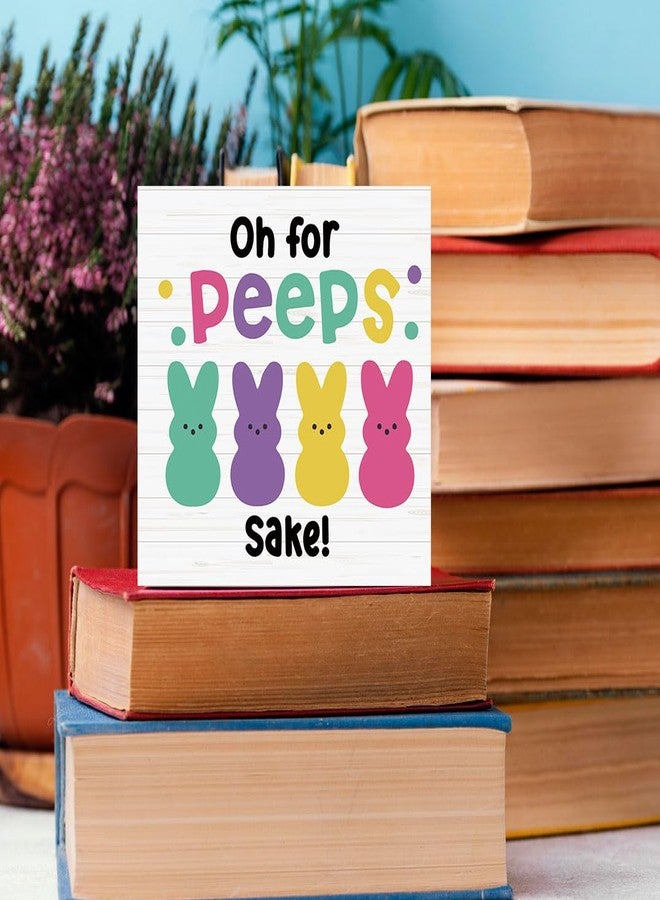 HTBIG Funny Easter Bunny Decor Desk Decor Wooden Box Sign Easter Decorations Easter Gift Wood Block Plaque Box Sign for Home Farmhouse Kitchen Bathroom Shelf Table Decoration Oh for Peeps Shake Sign - Image 4